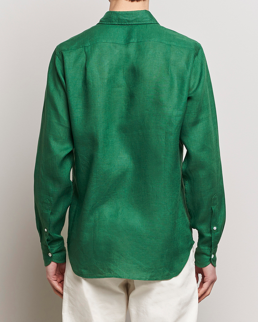 Herr | Skjortor | Drake's | Linen Summer Shirt Green