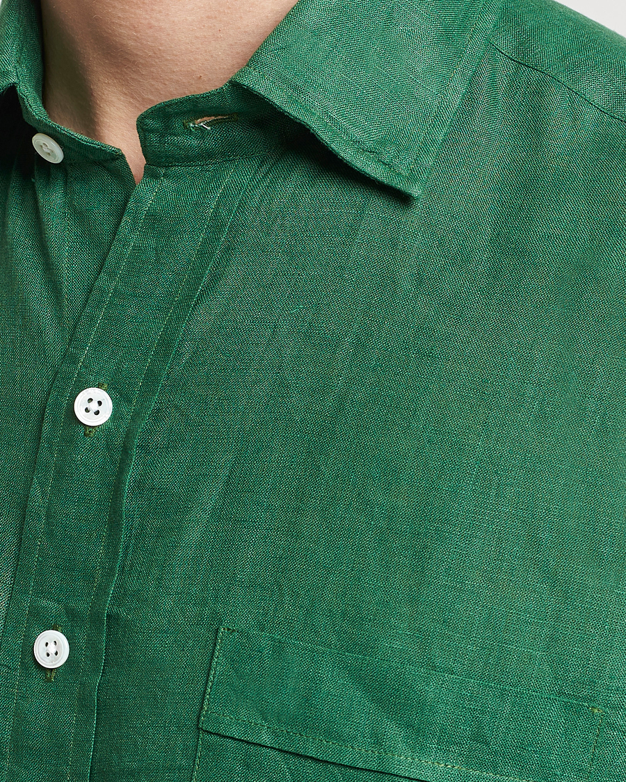 Herr | Skjortor | Drake's | Linen Summer Shirt Green
