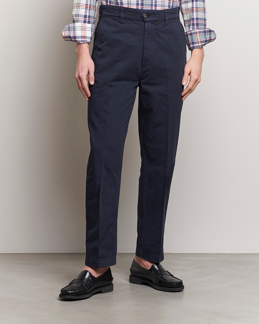 Herr | Preppy Authentic | Drake's | Cotton Flat Front Chino Navy