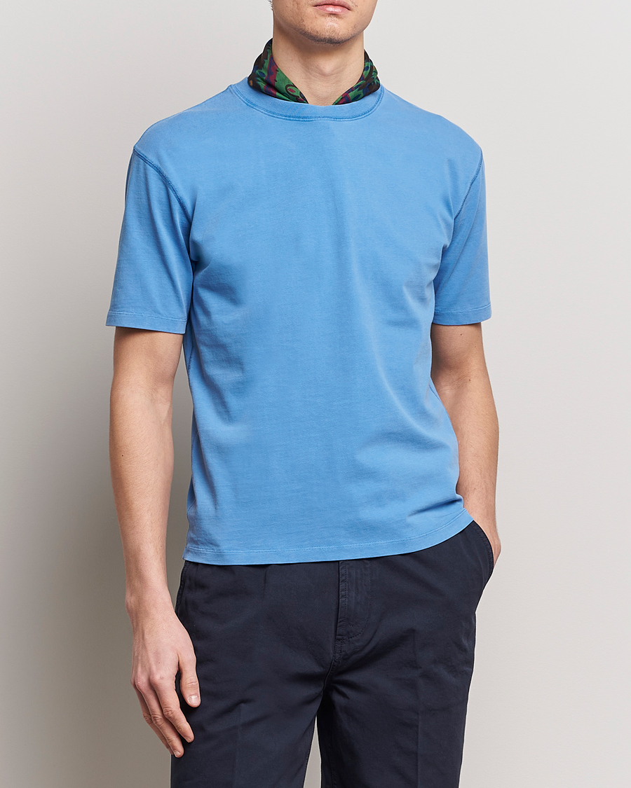 Herr | Kortärmade t-shirts | Drake's | Washed Hiking T-Shirt French Blue