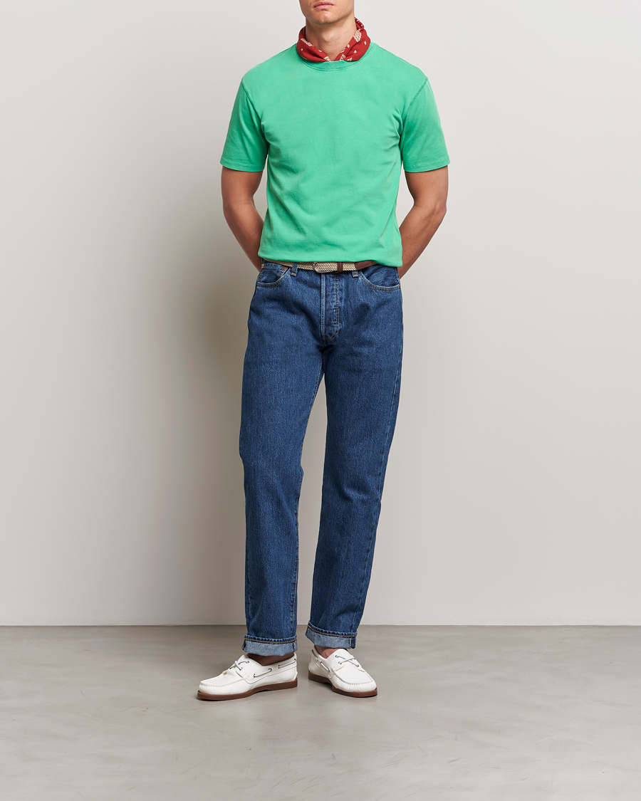 Herr | T-Shirts | Drake's | Washed Hiking T-Shirt Green