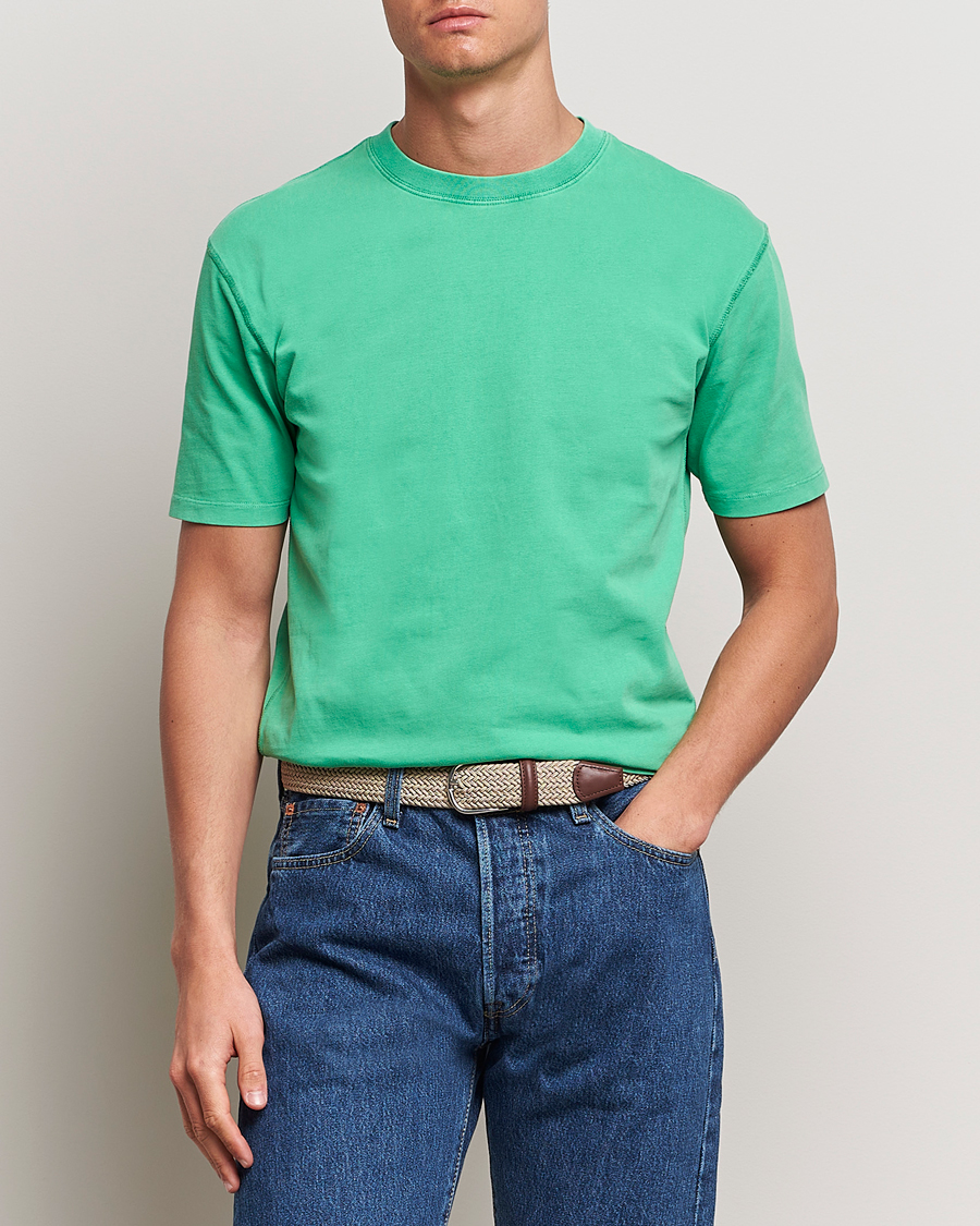 Herr | T-Shirts | Drake's | Washed Hiking T-Shirt Green