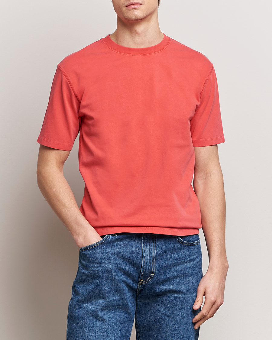 Herr | T-Shirts | Drake's | Washed Hiking T-Shirt Red