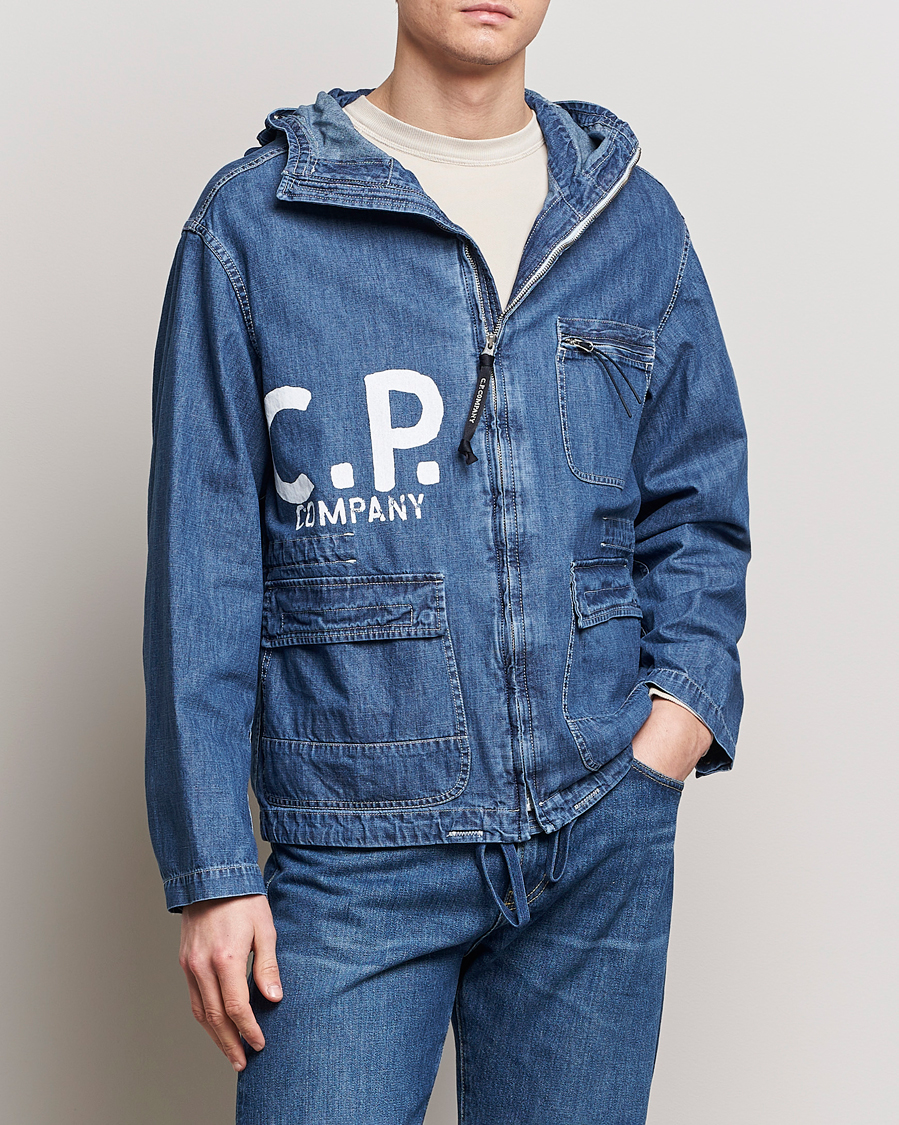 Herr |  | C.P. Company | Hooded Denim Goggles Jacket Indigo