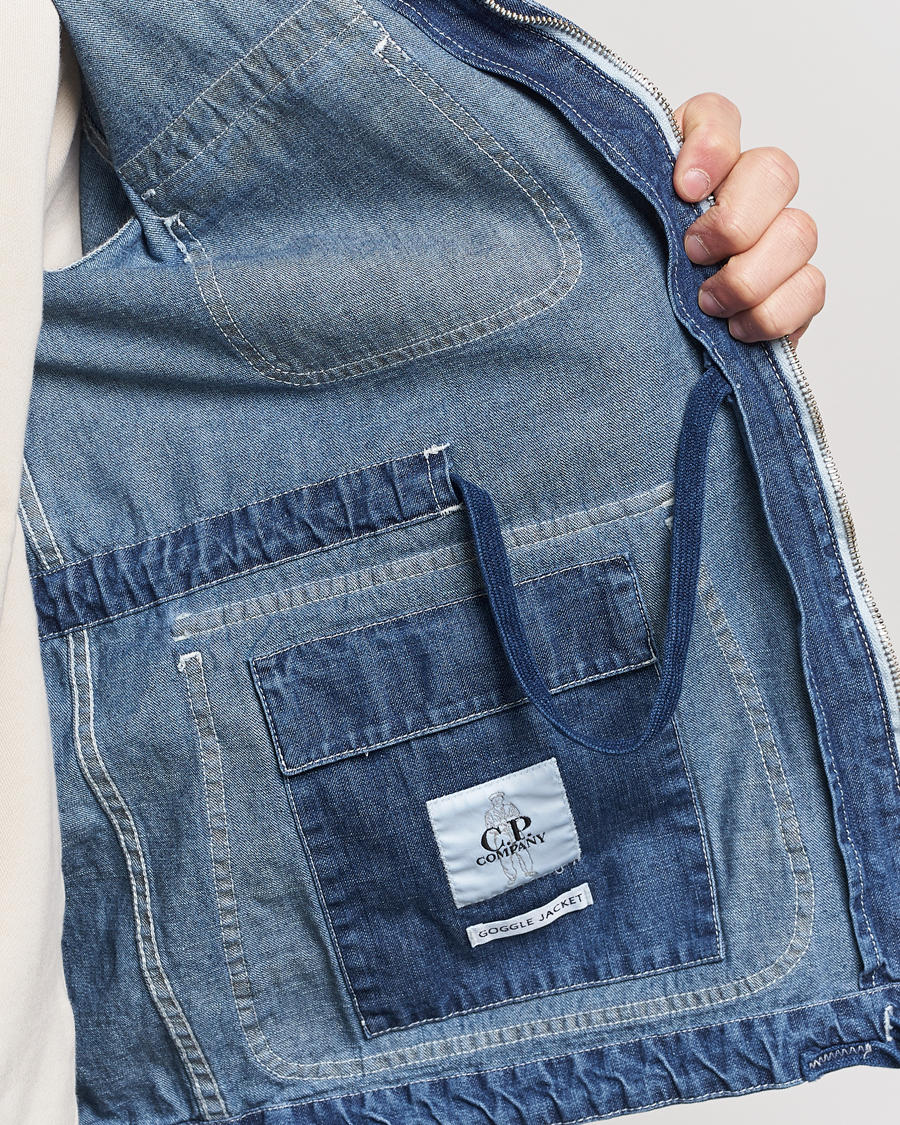 Herr | Jackor | C.P. Company | Hooded Denim Goggles Jacket Indigo