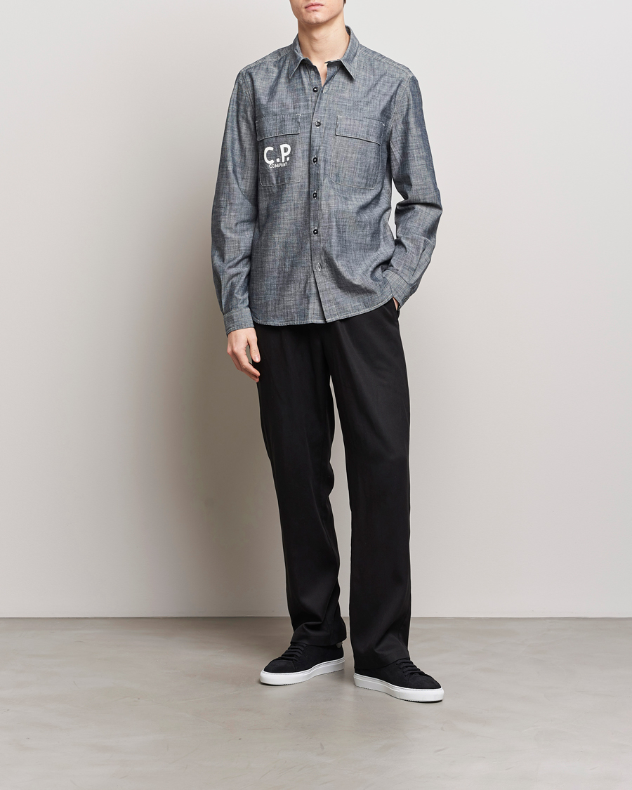 Herr | Skjortor | C.P. Company | Long Sleeve Chambray Denim Shirt Black