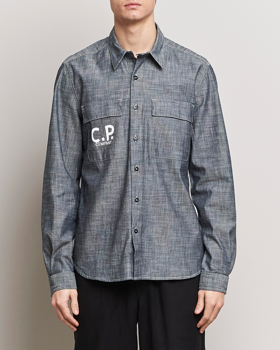 Herr | Contemporary Creators | C.P. Company | Long Sleeve Chambray Denim Shirt Black