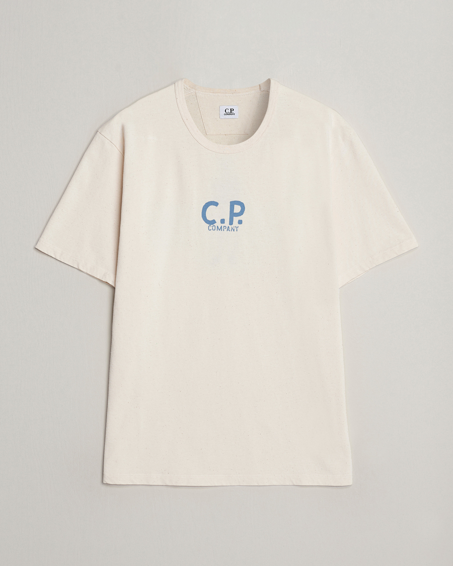Herr | T-Shirts | C.P. Company | Short Sleeve Jersey Guscette Logo T-Shirt Natural