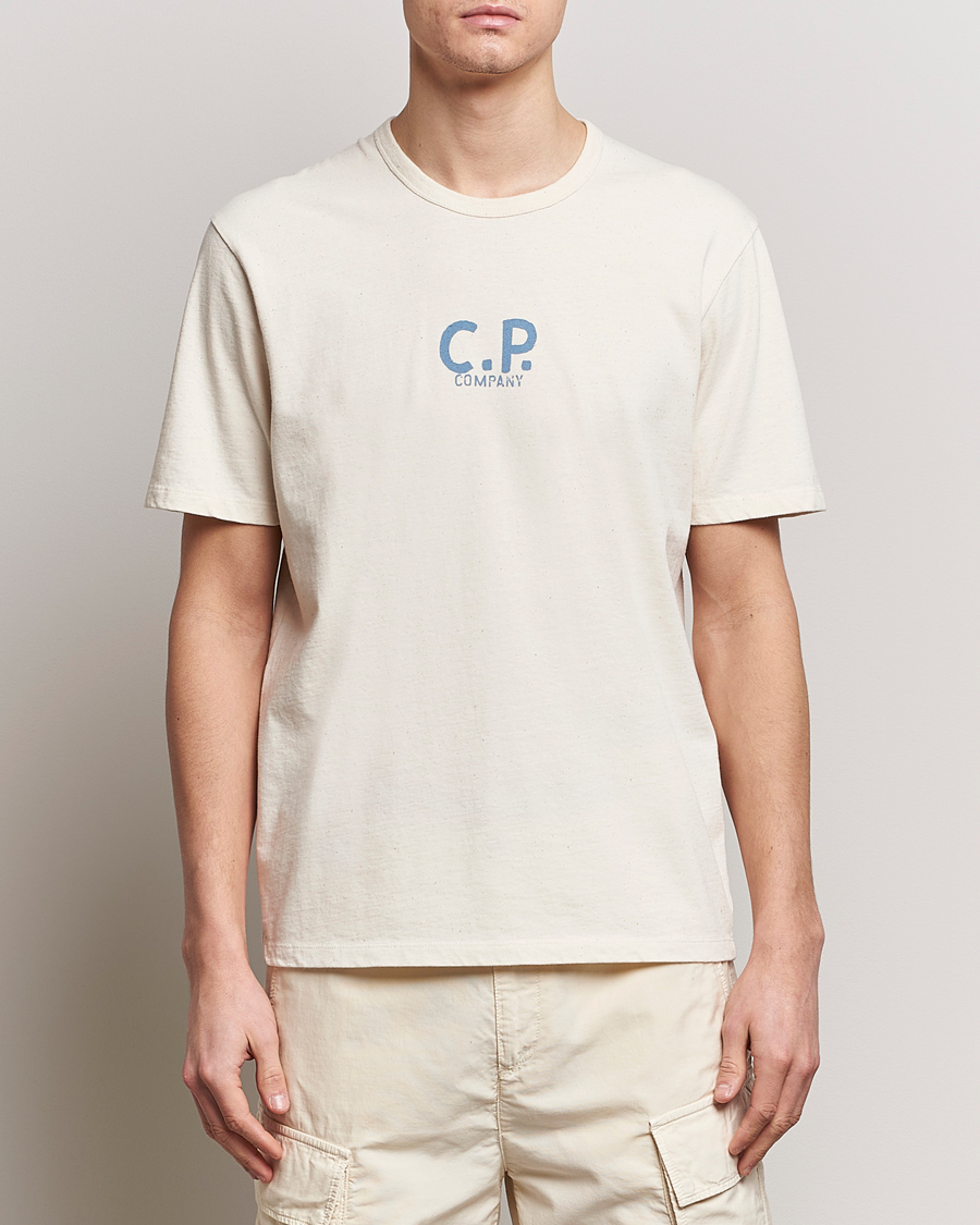 Herr | T-Shirts | C.P. Company | Short Sleeve Jersey Guscette Logo T-Shirt Natural