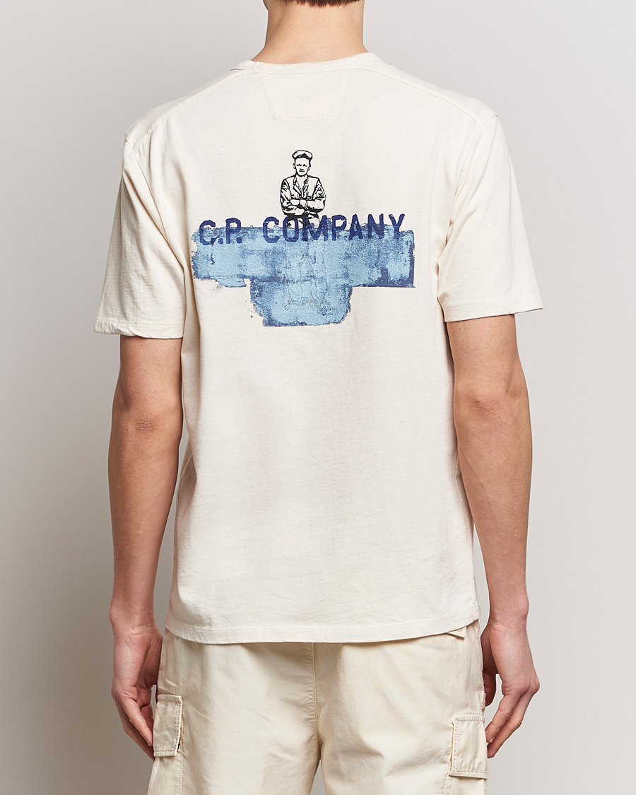 Herr | T-Shirts | C.P. Company | Short Sleeve Jersey Guscette Logo T-Shirt Natural