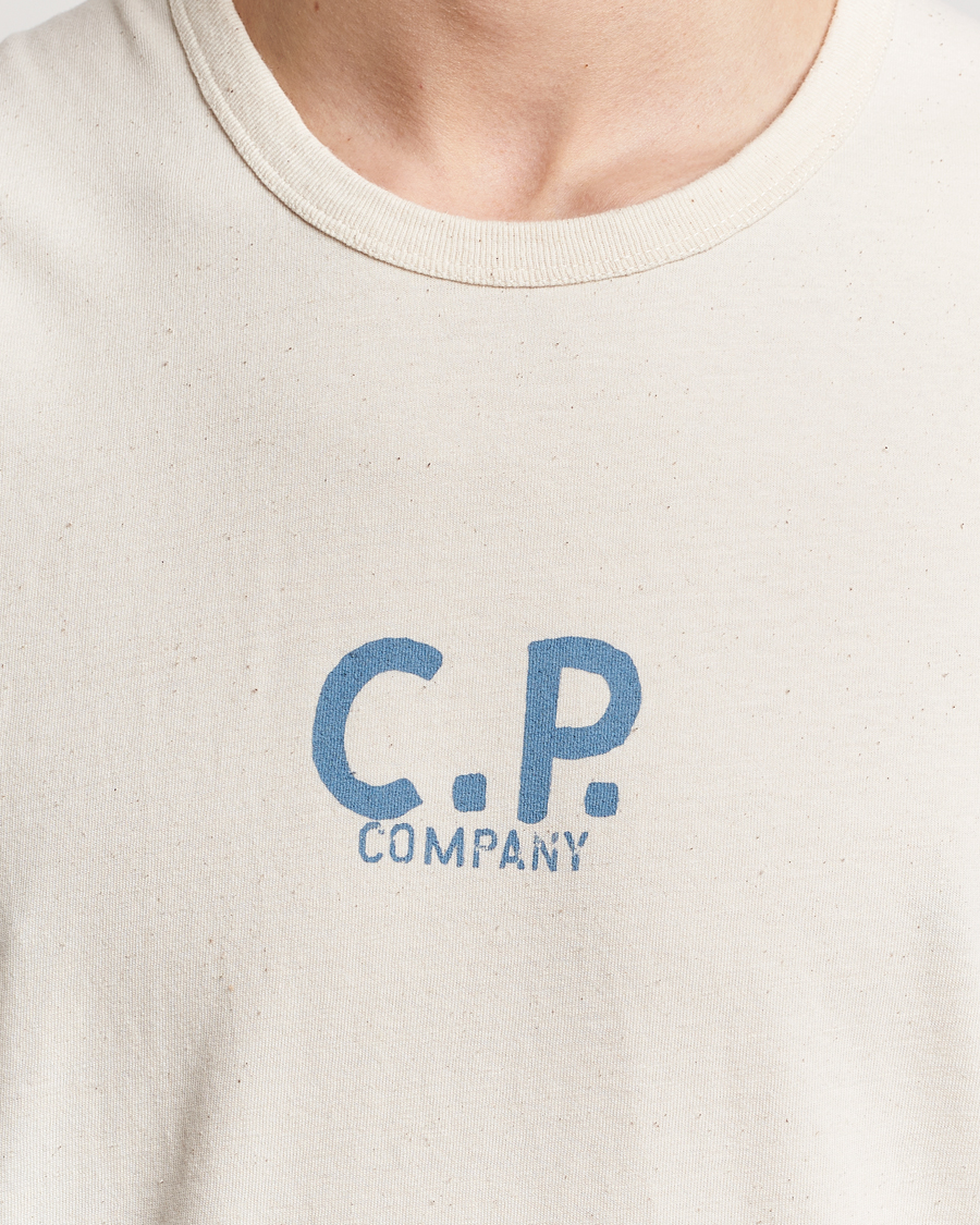 Herr | T-Shirts | C.P. Company | Short Sleeve Jersey Guscette Logo T-Shirt Natural