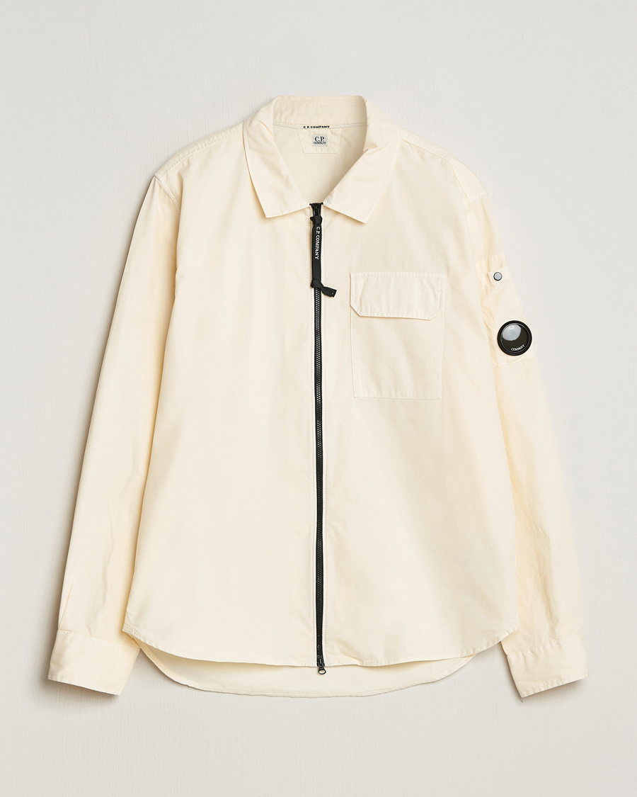Herr | Skjortor | C.P. Company | Garment Dyed Gabardine Zip Shirt Jacket Ecru