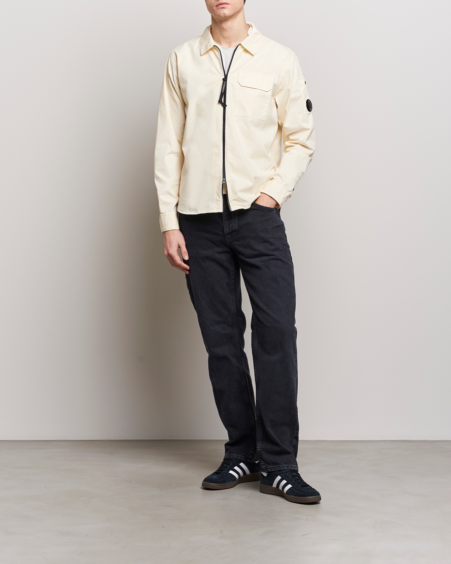 Herr |  | C.P. Company | Garment Dyed Gabardine Zip Shirt Jacket Ecru