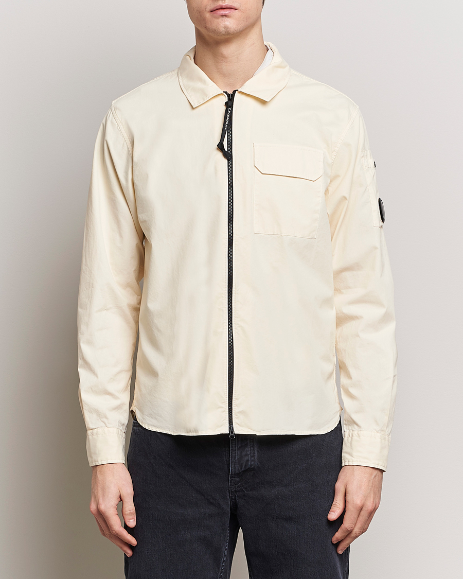 Herr |  | C.P. Company | Garment Dyed Gabardine Zip Shirt Jacket Ecru