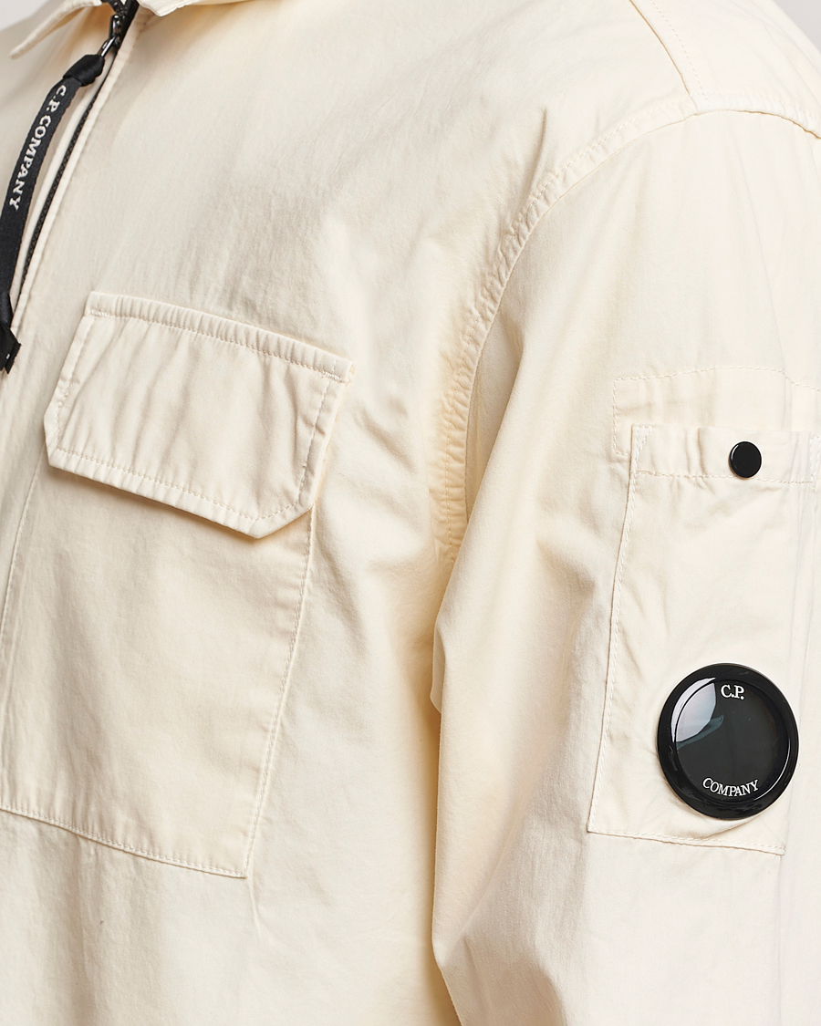 Herr | Skjortor | C.P. Company | Garment Dyed Gabardine Zip Shirt Jacket Ecru