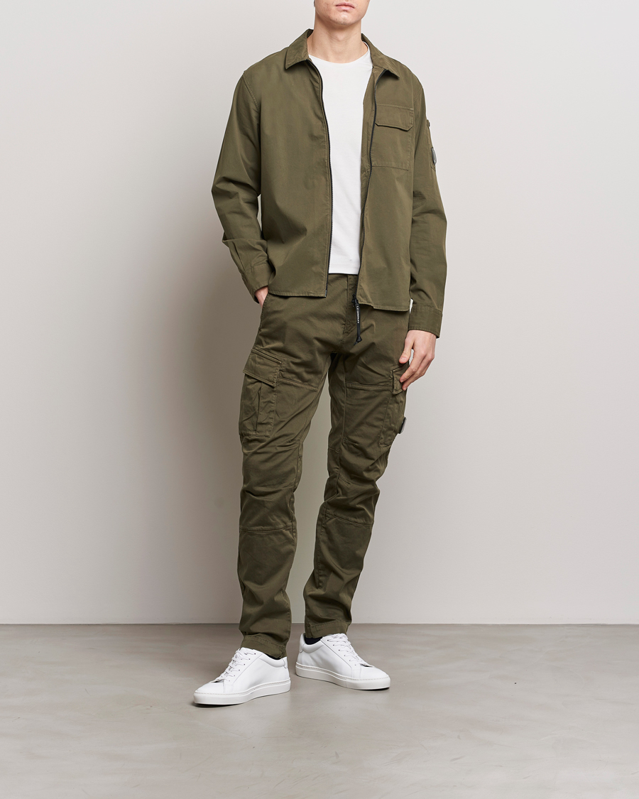 Herr |  | C.P. Company | Garment Dyed Gabardine Zip Shirt Jacket Army