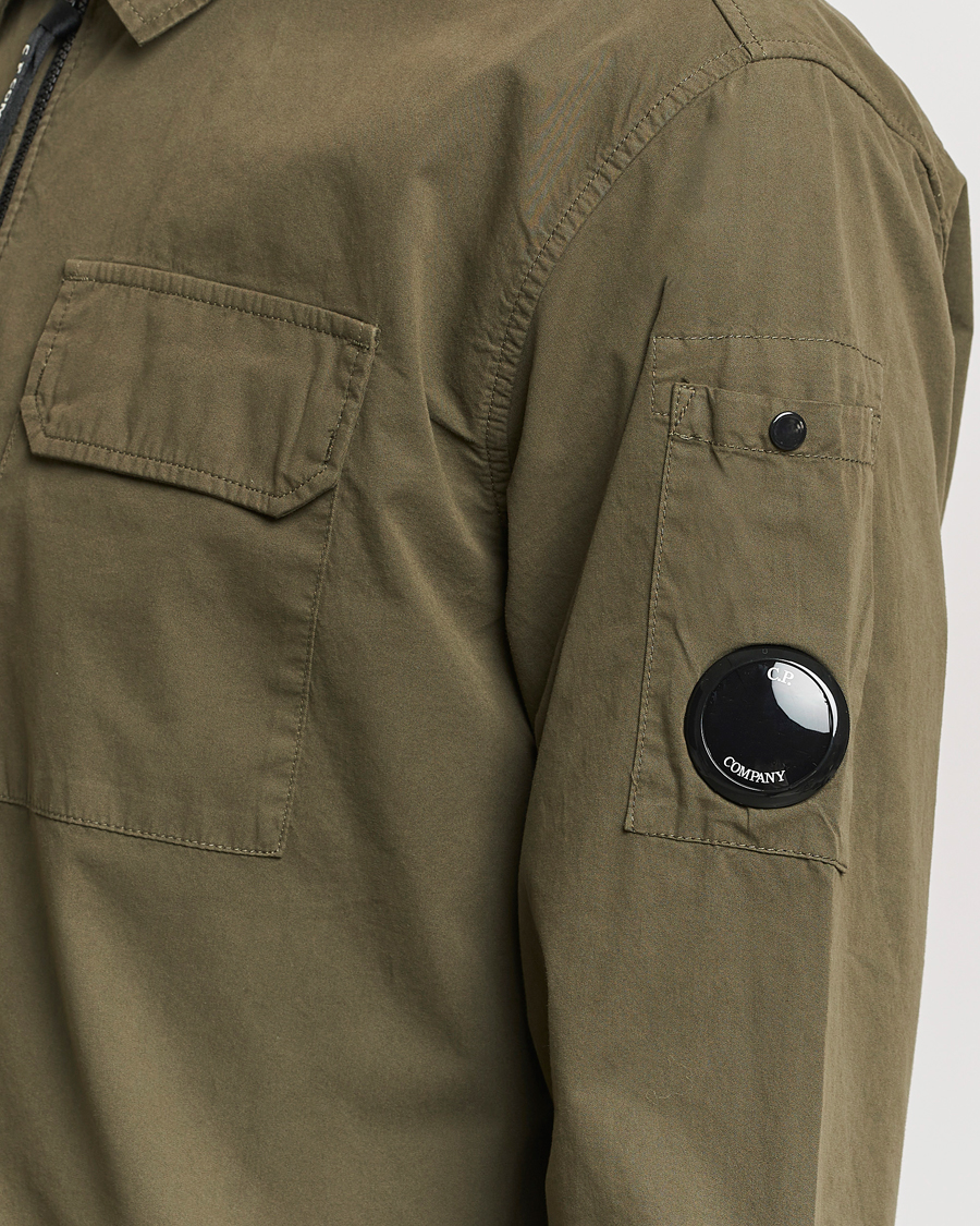 Herr | Skjortor | C.P. Company | Garment Dyed Gabardine Zip Shirt Jacket Army