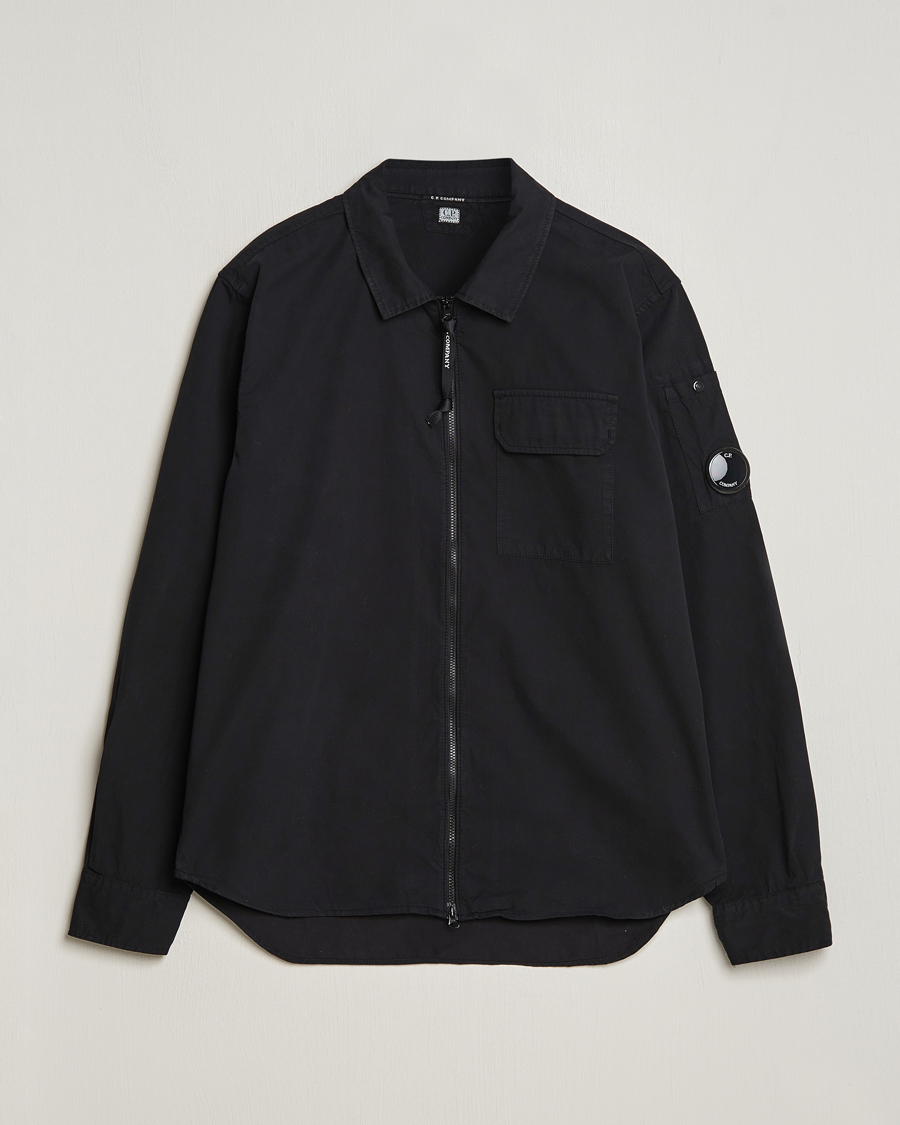 Herr | Skjortor | C.P. Company | Garment Dyed Gabardine Zip Shirt Jacket Black