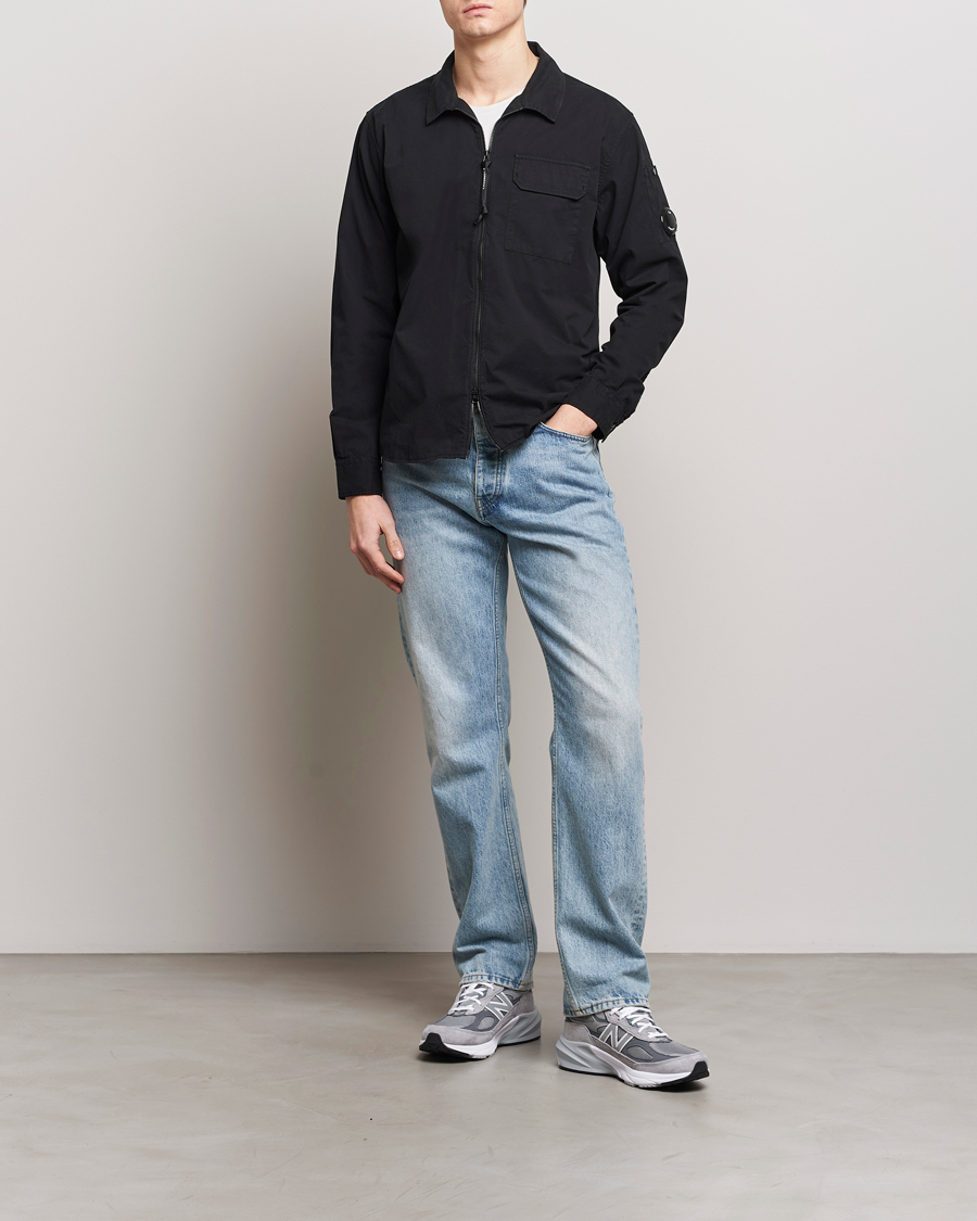 Herr | Skjortor | C.P. Company | Garment Dyed Gabardine Zip Shirt Jacket Black