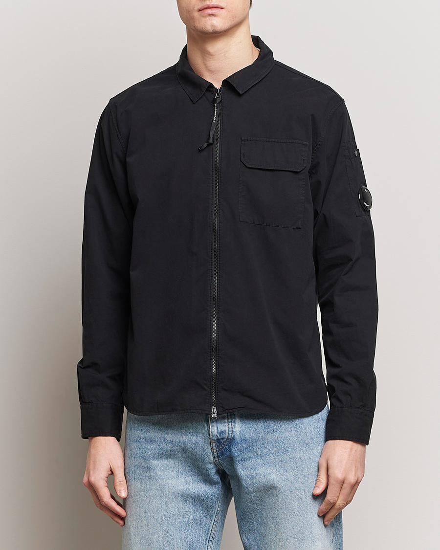 Herr | Avdelningar | C.P. Company | Garment Dyed Gabardine Zip Shirt Jacket Black