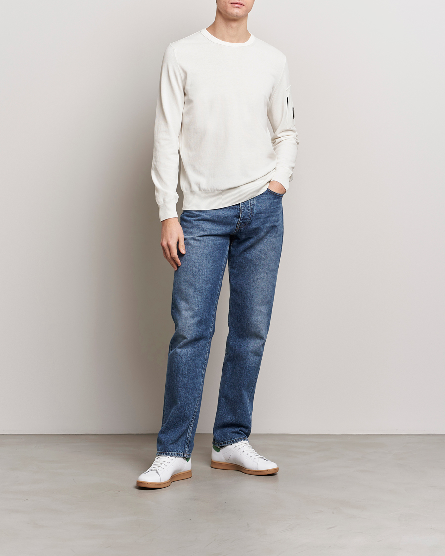 Herr | Tröjor | C.P. Company | Old Dyed Cotton Crepe Crewneck White