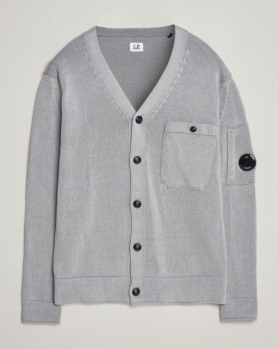 Herr | Tröjor | C.P. Company | Compact Cotton Lens Cardigan Light Grey