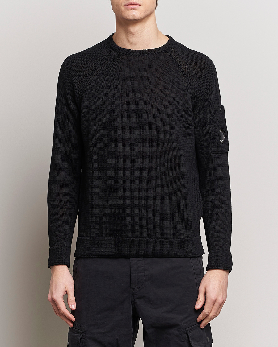 Herr | Stickade tröjor | C.P. Company | Compact Cotton Lens Crewneck Black