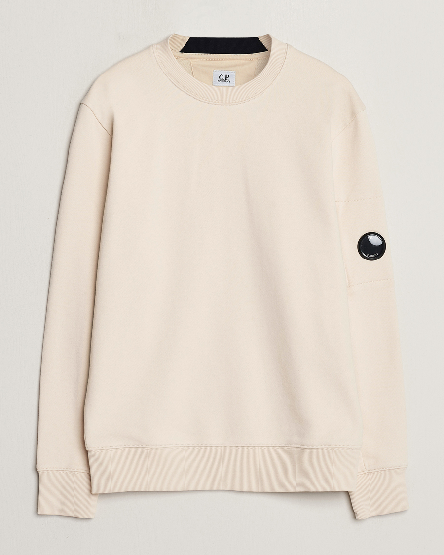 Herr | Tröjor | C.P. Company | Diagonal Raised Fleece Lens Sweatshirt Ecru