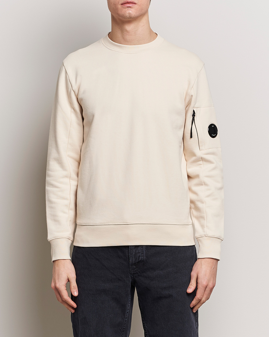 Herr | Tröjor | C.P. Company | Diagonal Raised Fleece Lens Sweatshirt Ecru