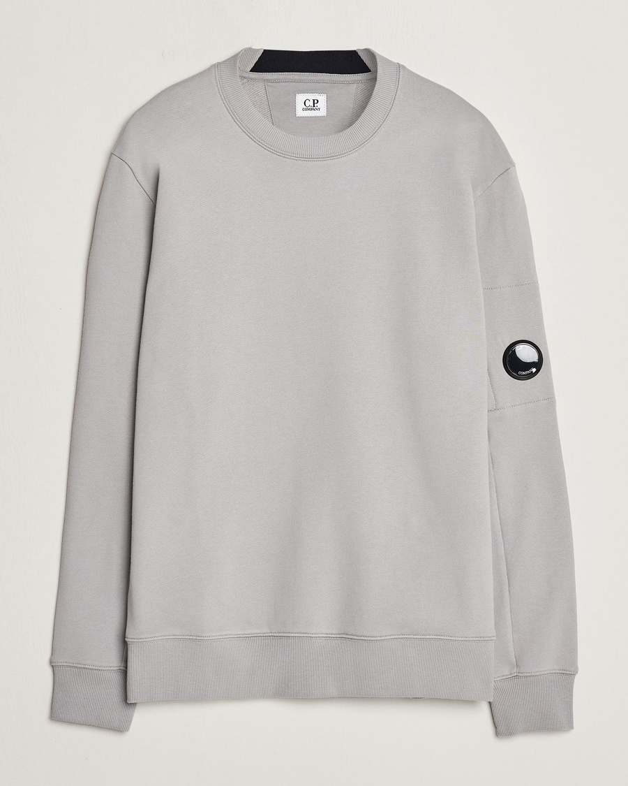 Herr | Tröjor | C.P. Company | Diagonal Raised Fleece Lens Sweatshirt Light Grey