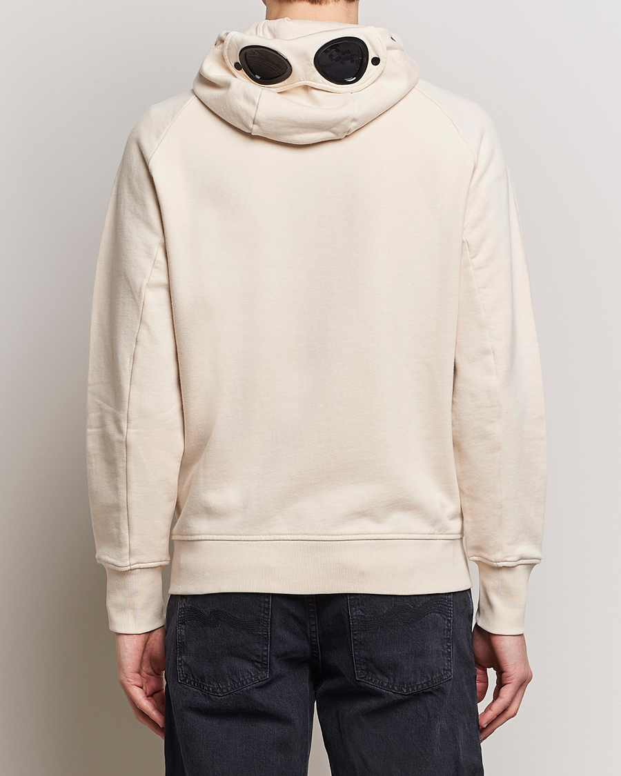 Herr | Tröjor | C.P. Company | Diagonal Raised Fleece Full Zip Goggle Hoodie Ecru