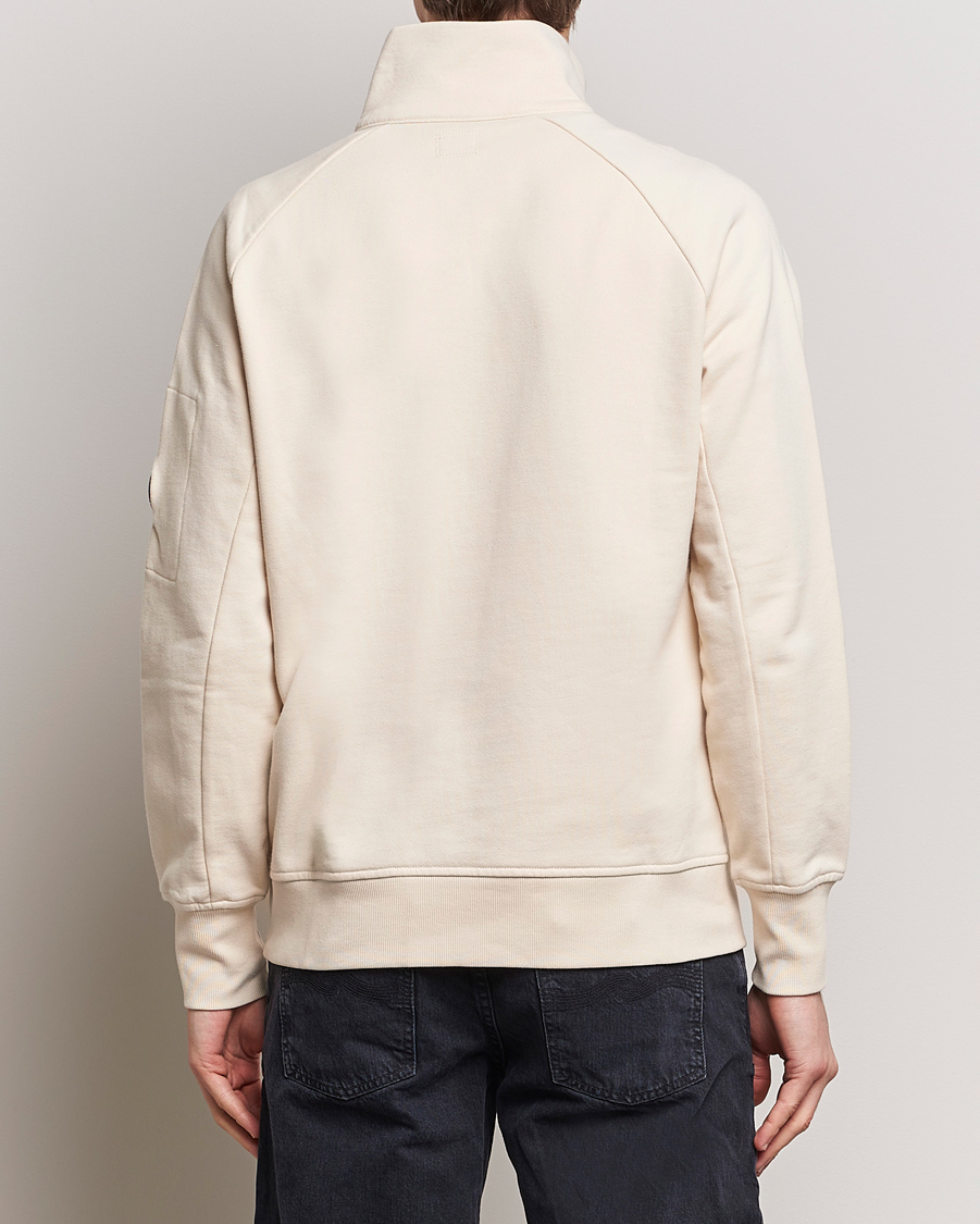 Herr | Tröjor | C.P. Company | Diagonal Raised Fleece Half Zip Goggle Hoodie Ecru