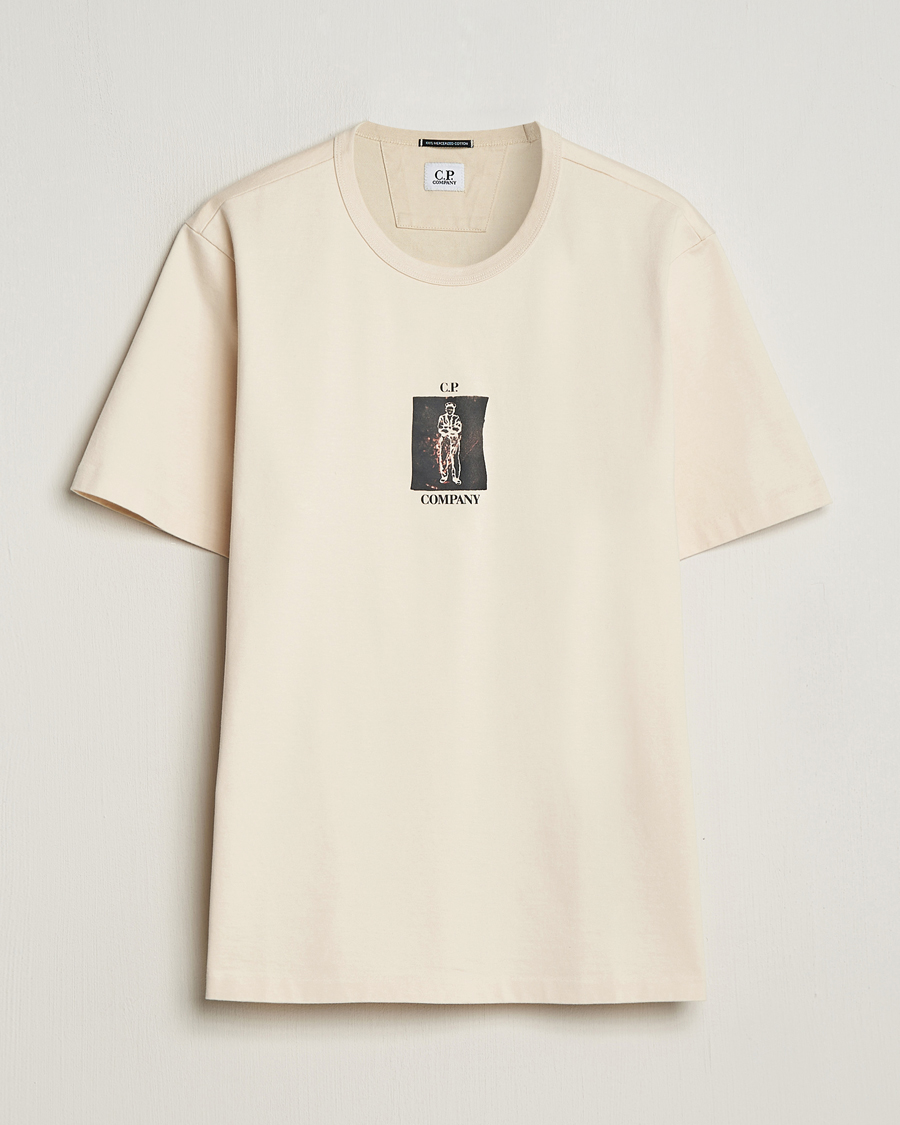 Herr | T-Shirts | C.P. Company | Mercerized Heavy Cotton Back Logo T-Shirt Ecru