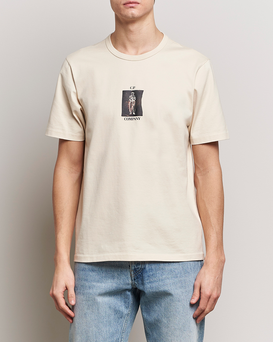 Herr | Avdelningar | C.P. Company | Mercerized Heavy Cotton Back Logo T-Shirt Ecru