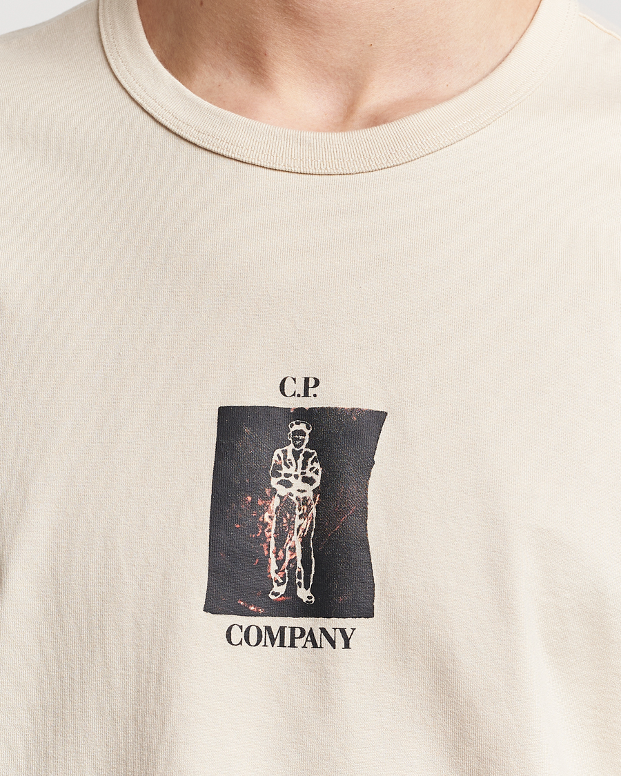 Herr | T-Shirts | C.P. Company | Mercerized Heavy Cotton Back Logo T-Shirt Ecru