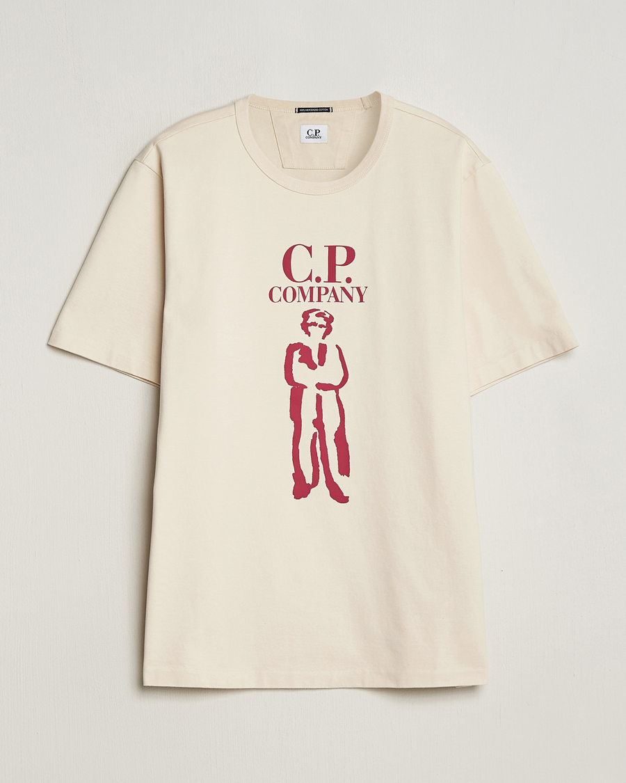 Herr | T-Shirts | C.P. Company | Mercerized Heavy Cotton Logo T-Shirt Ecru