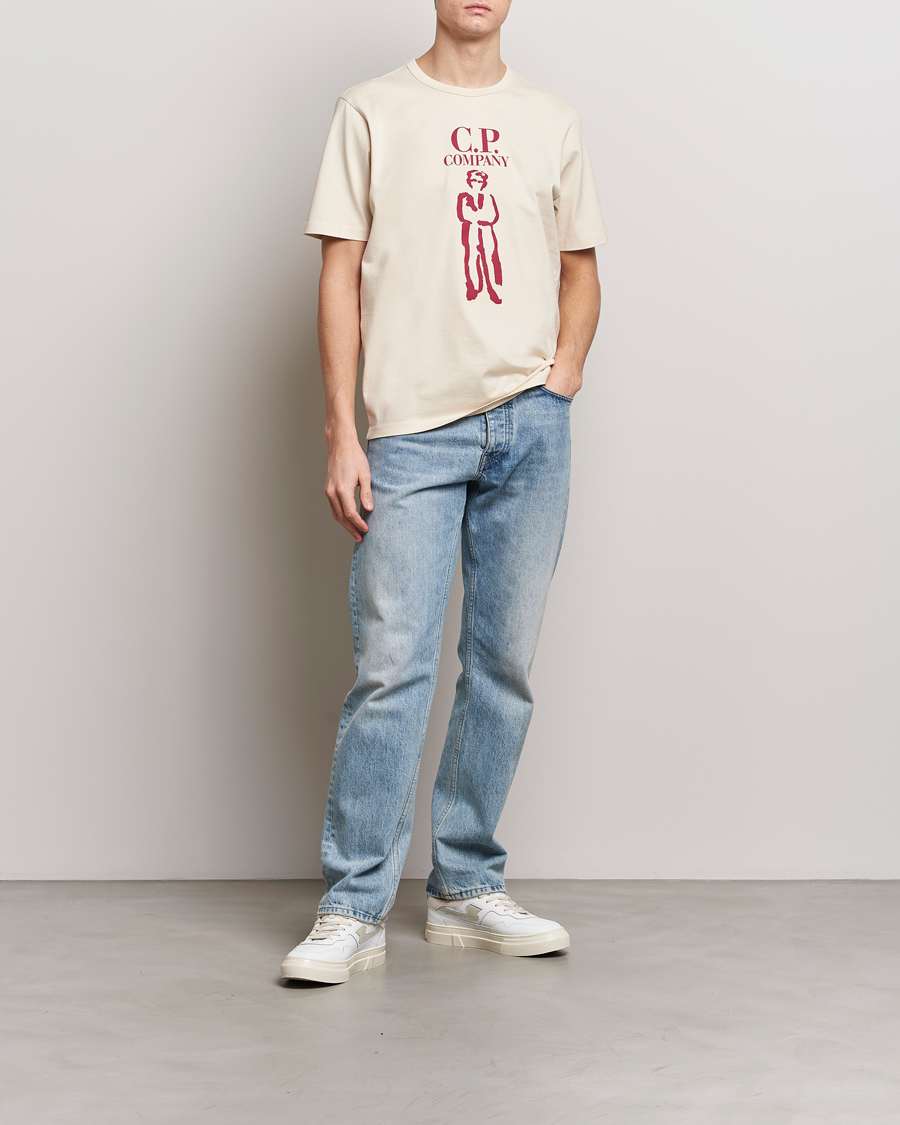 Herr | T-Shirts | C.P. Company | Mercerized Heavy Cotton Logo T-Shirt Ecru