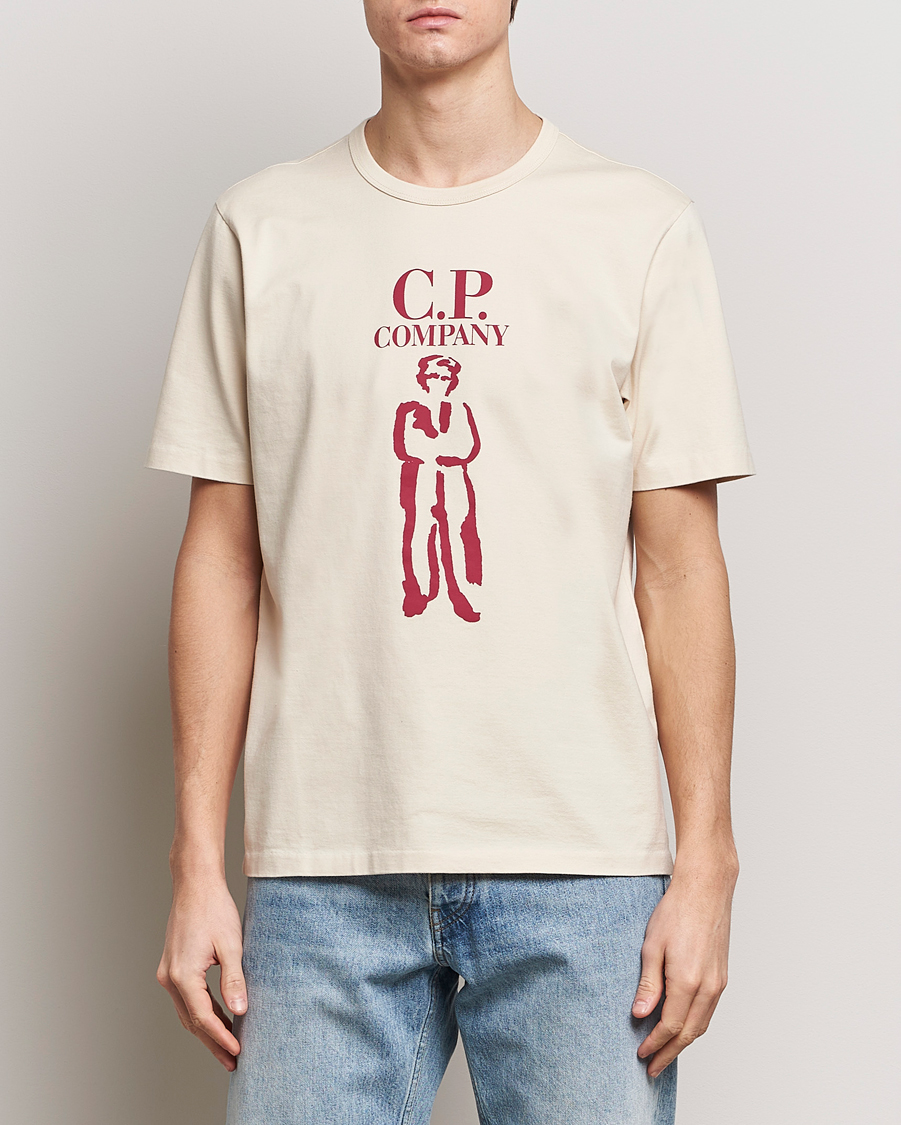 Herr |  | C.P. Company | Mercerized Heavy Cotton Logo T-Shirt Ecru