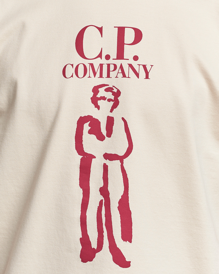 Herr | T-Shirts | C.P. Company | Mercerized Heavy Cotton Logo T-Shirt Ecru