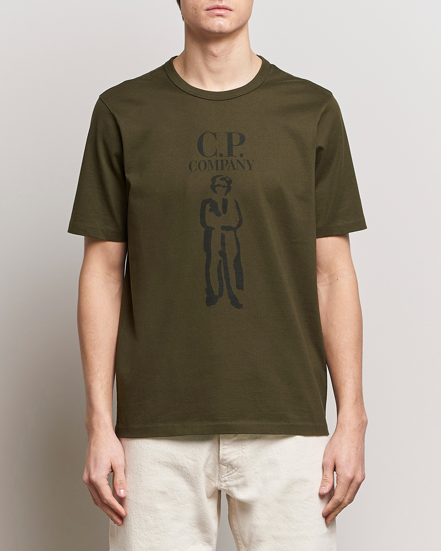 Herr | T-Shirts | C.P. Company | Mercerized Heavy Cotton Logo T-Shirt Army