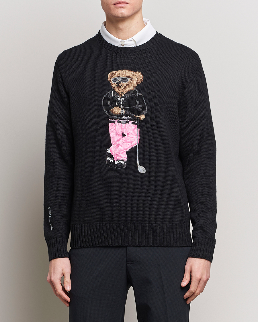 Herr | Realisation | RLX Ralph Lauren | Bear Golfer Knitted Sweater Polo Black