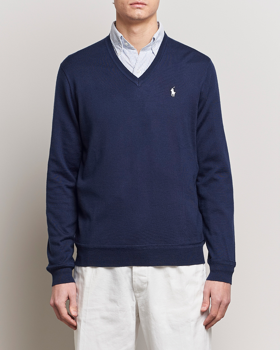 Herr | Stickade tröjor | Polo Ralph Lauren Golf | Wool Knitted V-Neck Sweater Refined Navy