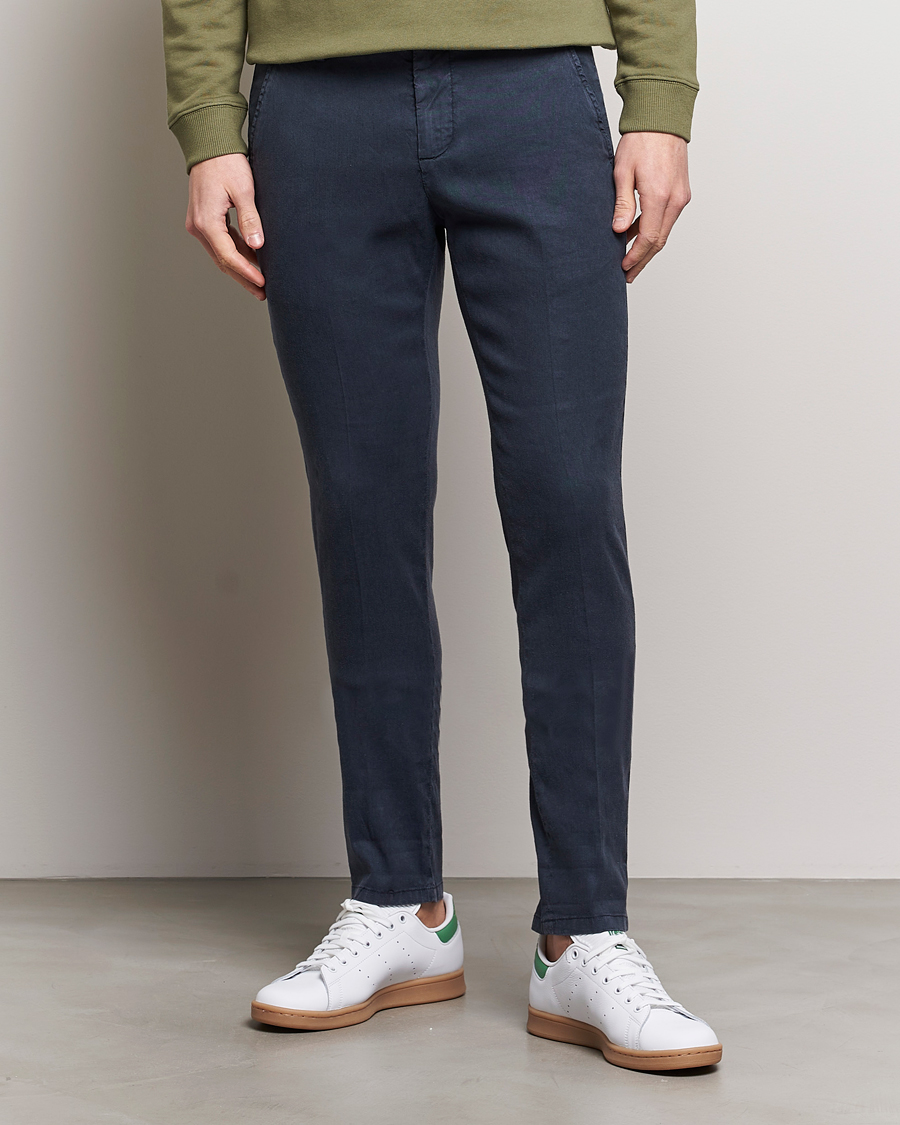 Herr | Linneavdelningen | Dondup | Gaubert Linen Stretch Chinos Navy