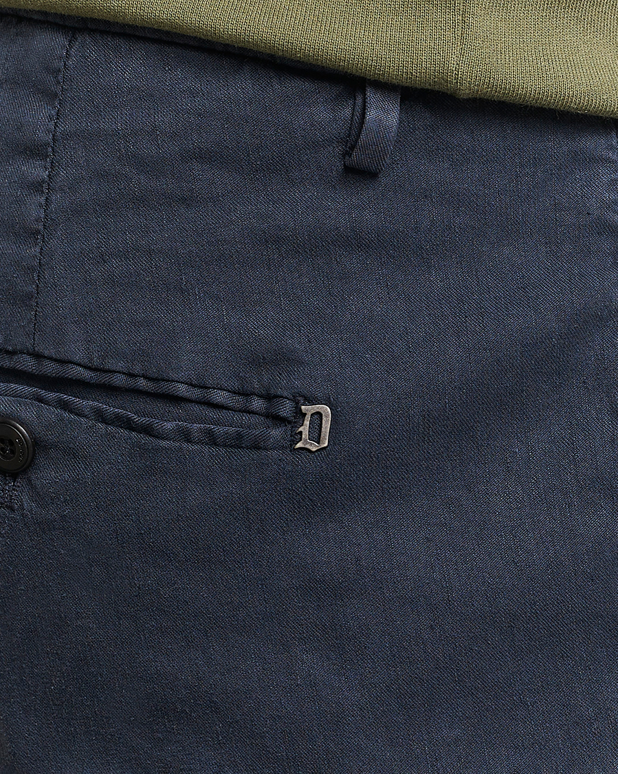 Herr | Byxor | Dondup | Gaubert Linen Stretch Chinos Navy