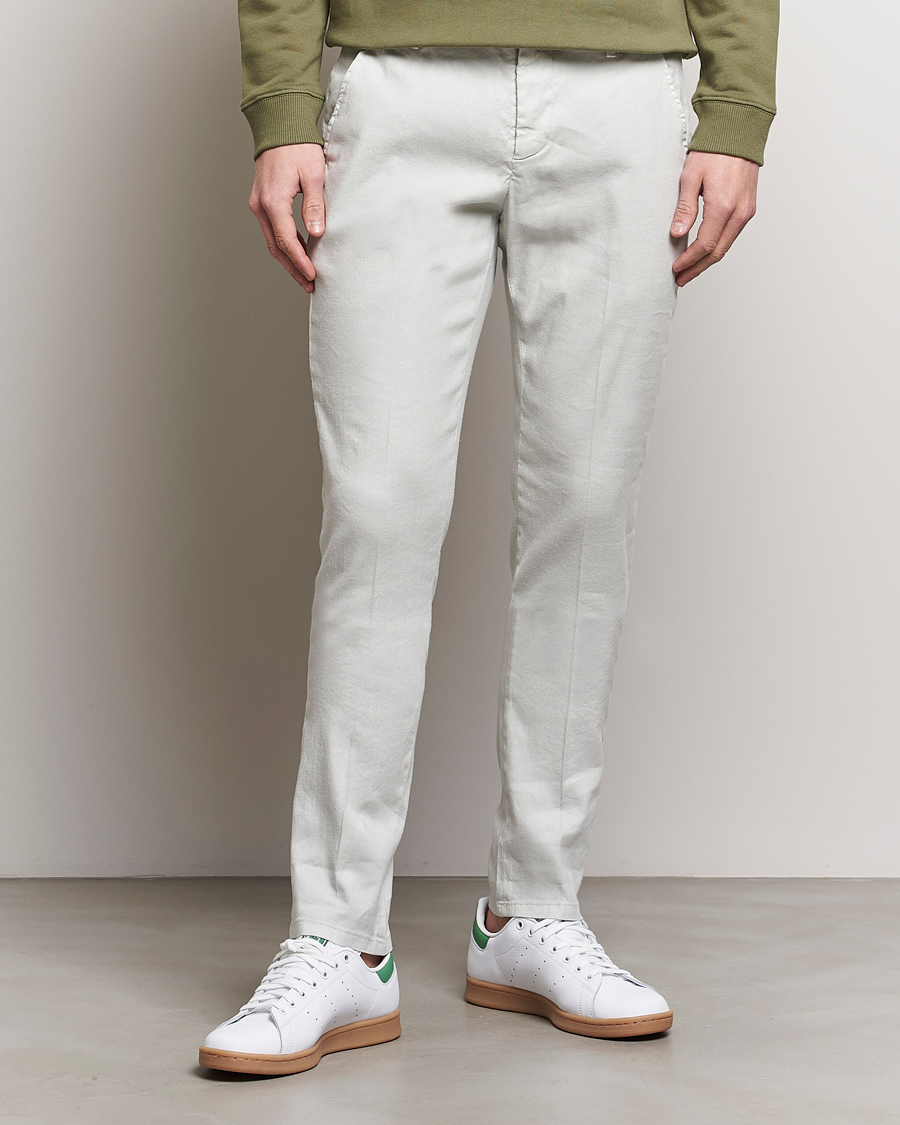 Herr | Linneavdelningen | Dondup | Gaubert Linen Stretch Chinos Light Grey