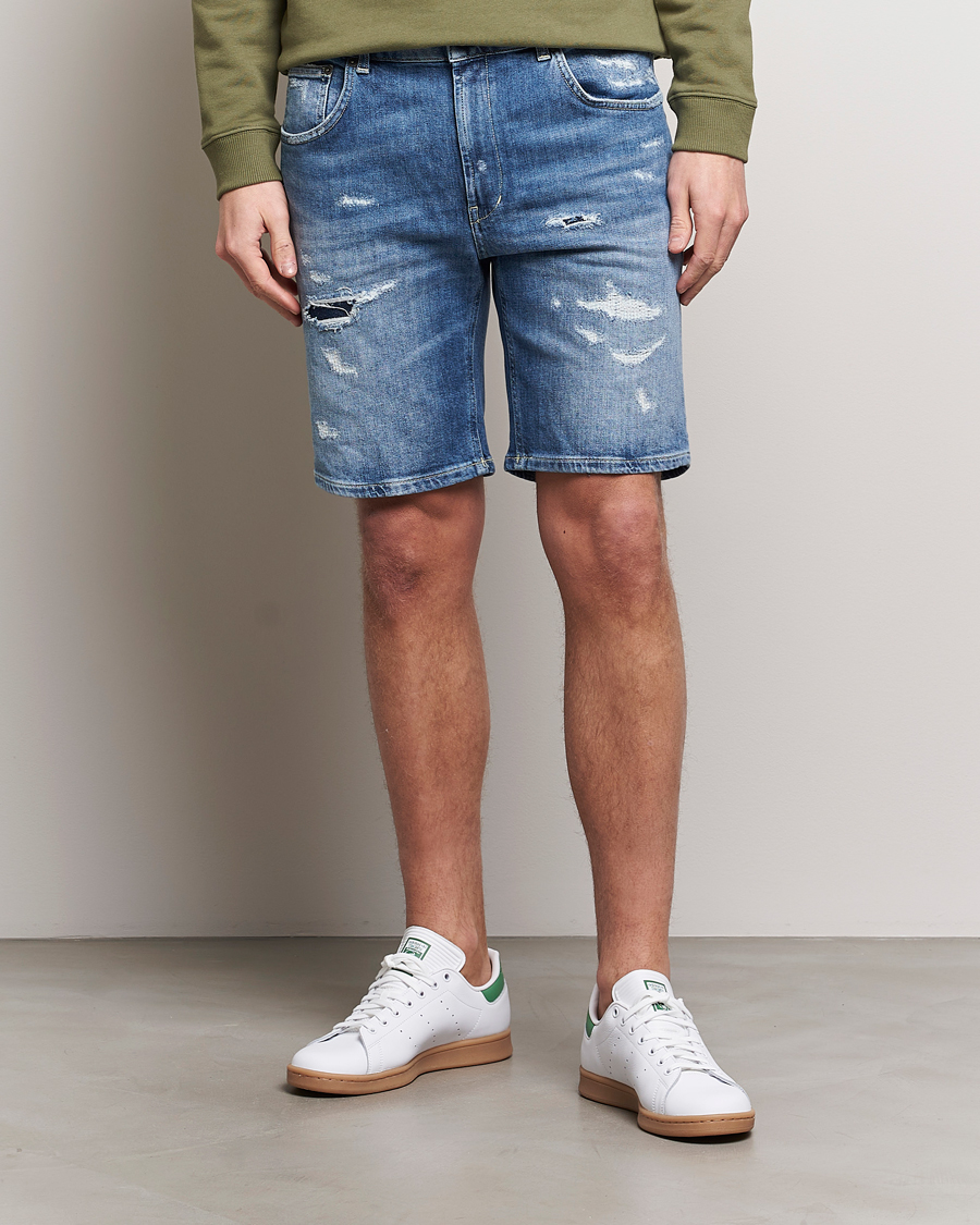 Herr | Shorts | Dondup | Derek Destroyed Denim Shorts Medium Blue