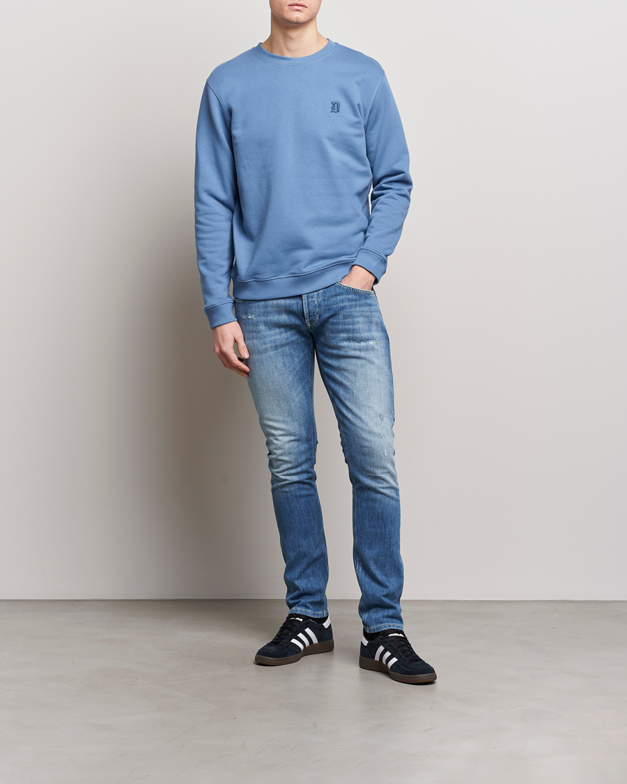 Herr | Tröjor | Dondup | Loco Crew Neck Sweatshirt Washed Blue