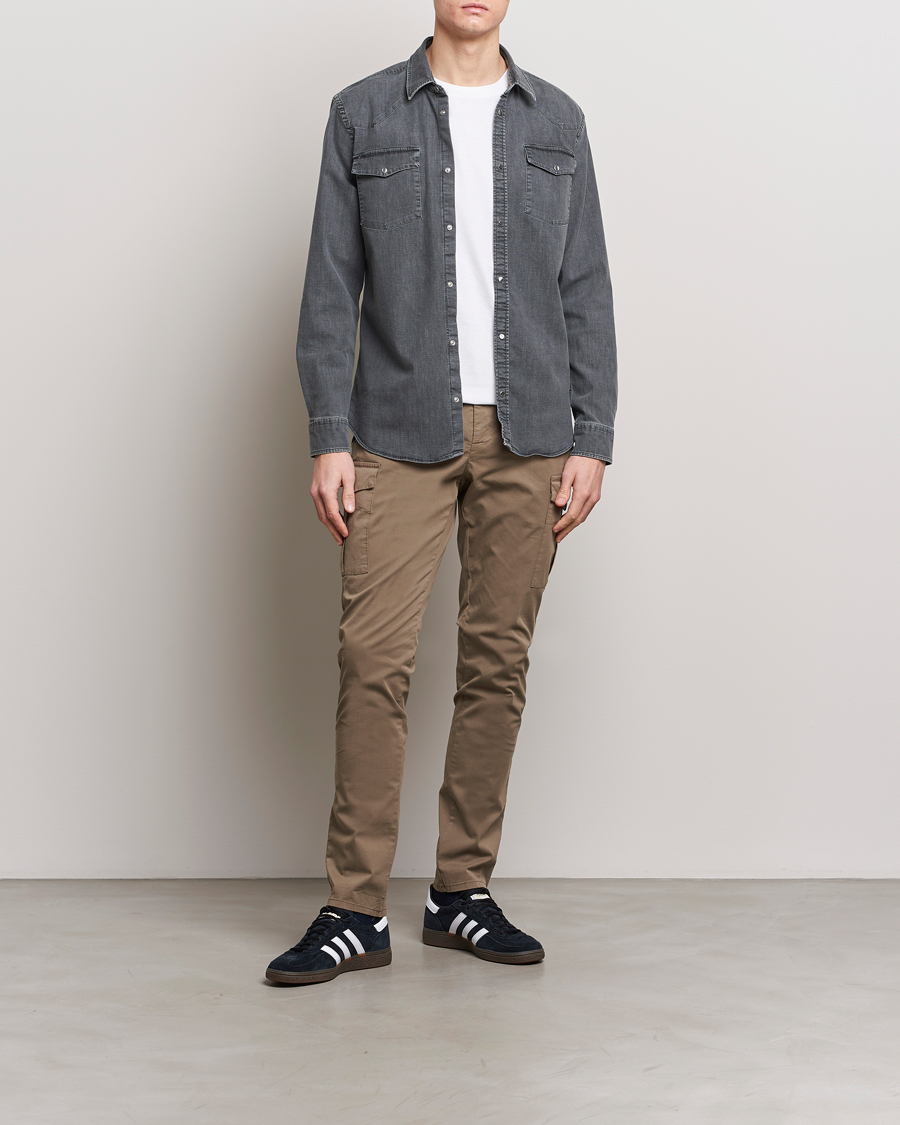 Herr | Skjortor | Dondup | Slim Fit Pocket Denim Shirt Washed Grey