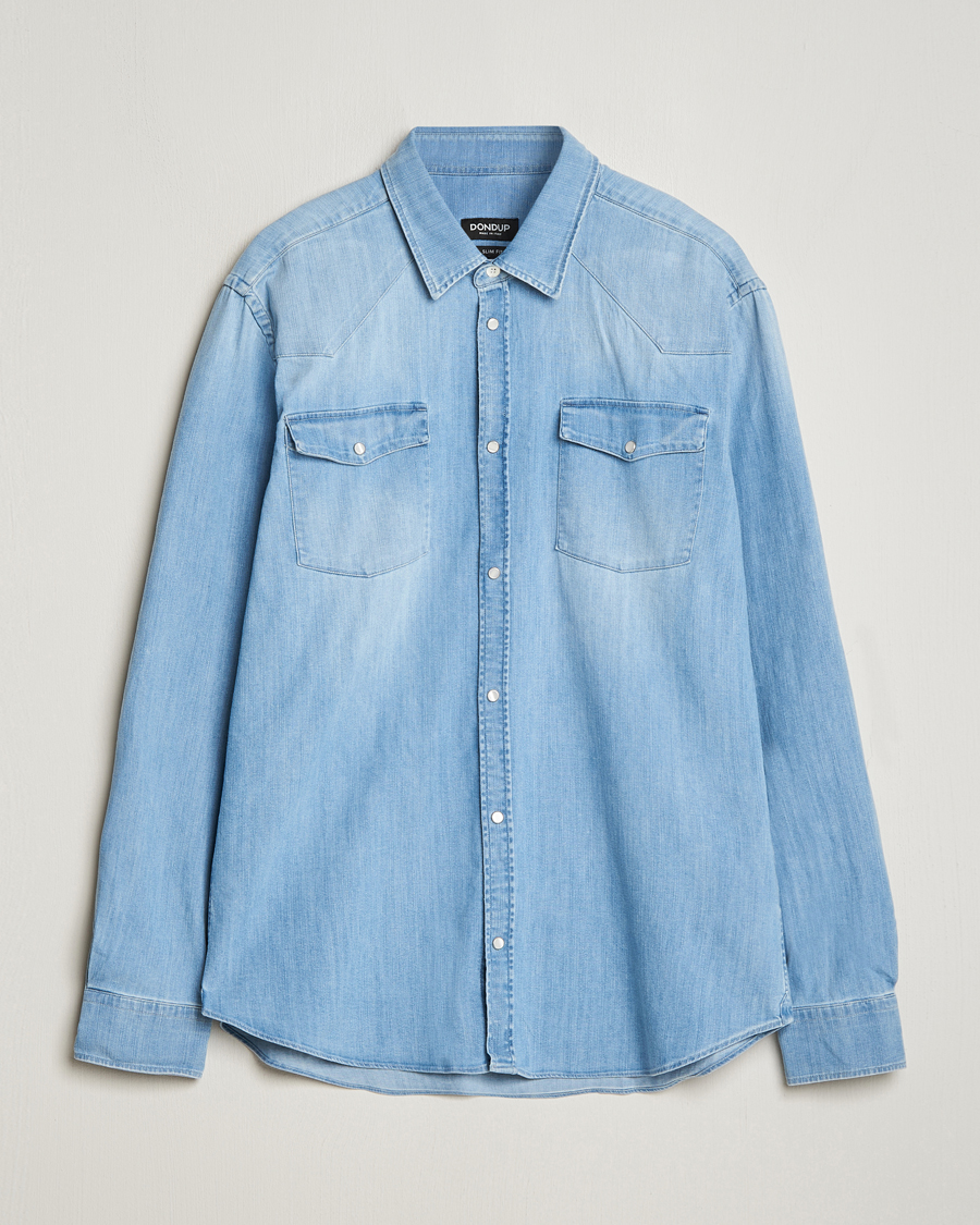 Herr | Skjortor | Dondup | Slim Fit Pocket Denim Shirt Light Blue