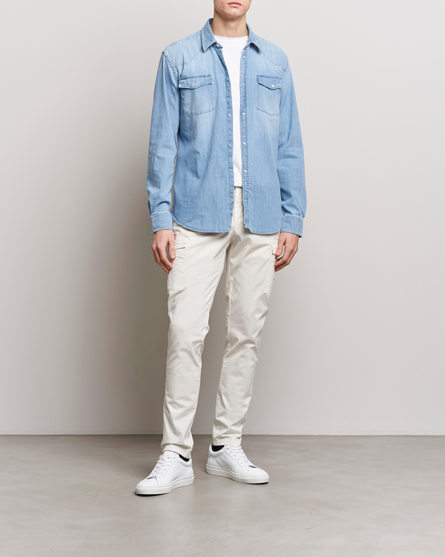 Herr | Skjortor | Dondup | Slim Fit Pocket Denim Shirt Light Blue